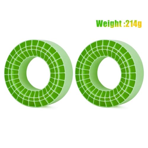HAUTFENM 4pcs 2,2 "Gummi -Einsatz -Schaumstoffradeinsätze 125x45 mm für 1 10 Skala RC Crawler kompatibel mit verschiedenen Modellen Aufrüstung Teile wasserdicht(Green 2pcs) von HAUTFENM