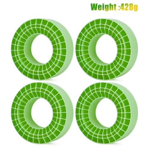 HAUTFENM 4pcs 2,2 "Gummi -Einsatz -Schaumstoffradeinsätze 125x45 mm für 1 10 Skala RC Crawler kompatibel mit verschiedenen Modellen Aufrüstung Teile wasserdicht(Green 4pcs) von HAUTFENM