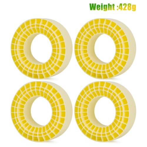 HAUTFENM 4pcs 2,2 "Gummi -Einsatz -Schaumstoffradeinsätze 125x45 mm für 1 10 Skala RC Crawler kompatibel mit verschiedenen Modellen Aufrüstung Teile wasserdicht(Yellow 4pcs) von HAUTFENM
