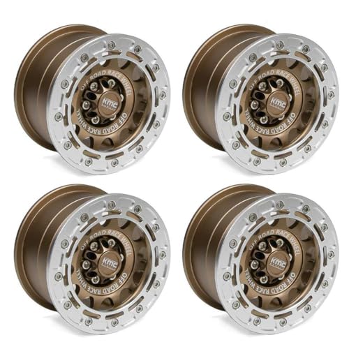 HAUTFENM 4pcs 2,2 "Metall Beadlock Wheel Rims kompatibel mit 1/8 1/10 RC -Crawler -Autos wie Wraith RR10 und ähnliche Modelle passt zu YK4082 Hub(A) von HAUTFENM