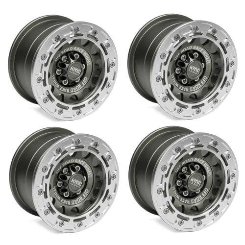 HAUTFENM 4pcs 2,2 "Metall Beadlock Wheel Rims kompatibel mit 1/8 1/10 RC -Crawler -Autos wie Wraith RR10 und ähnliche Modelle passt zu YK4082 Hub(B) von HAUTFENM