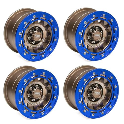 HAUTFENM 4pcs 2,2 "Metall Beadlock Wheel Rims kompatibel mit 1/8 1/10 RC -Crawler -Autos wie Wraith RR10 und ähnliche Modelle passt zu YK4082 Hub(D) von HAUTFENM