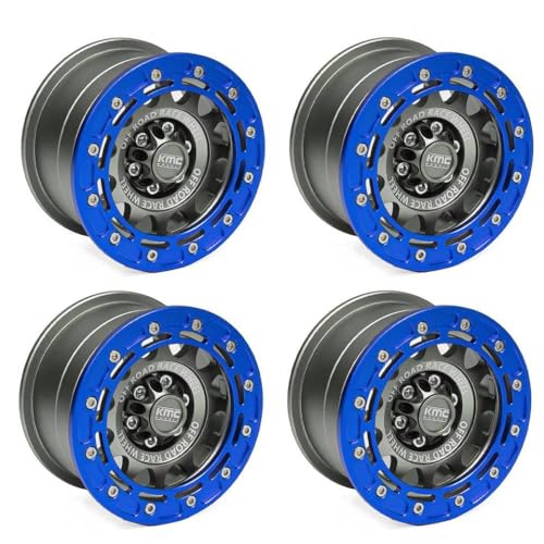 HAUTFENM 4pcs 2,2 "Metall Beadlock Wheel Rims kompatibel mit 1/8 1/10 RC -Crawler -Autos wie Wraith RR10 und ähnliche Modelle passt zu YK4082 Hub(E) von HAUTFENM