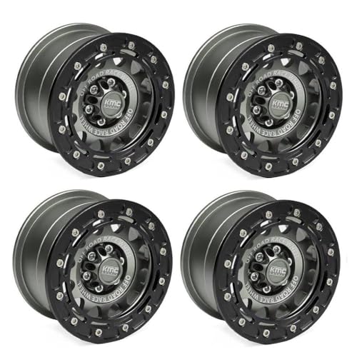 HAUTFENM 4pcs 2,2 "Metall Beadlock Wheel Rims kompatibel mit 1/8 1/10 RC -Crawler -Autos wie Wraith RR10 und ähnliche Modelle passt zu YK4082 Hub(G) von HAUTFENM