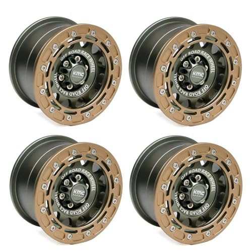 HAUTFENM 4pcs 2,2 "Metall Beadlock Wheel Rims kompatibel mit 1/8 1/10 RC -Crawler -Autos wie Wraith RR10 und ähnliche Modelle passt zu YK4082 Hub(I) von HAUTFENM