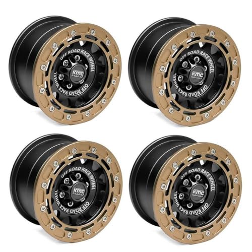 HAUTFENM 4pcs 2,2 "Metall Beadlock Wheel Rims kompatibel mit 1/8 1/10 RC -Crawler -Autos wie Wraith RR10 und ähnliche Modelle passt zu YK4082 Hub(J) von HAUTFENM