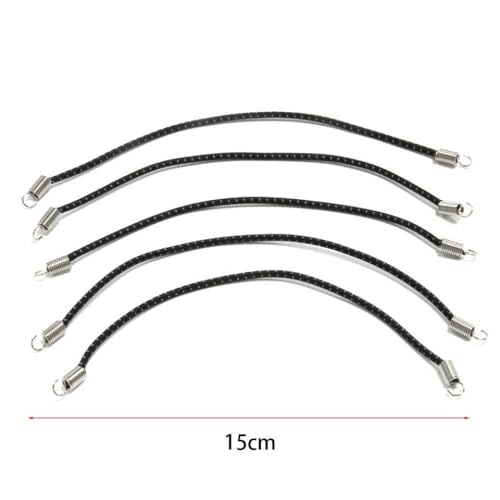 HAUTFENM 5pcs 15 cm 20 cm 30 cm Nylon elastisches Seil RC -Auto -Dachgepäckträger mit 1/10 1/18 1/24 RC -Crawler -Autos wie SCX24 kompatibel(Black 15cm) von HAUTFENM