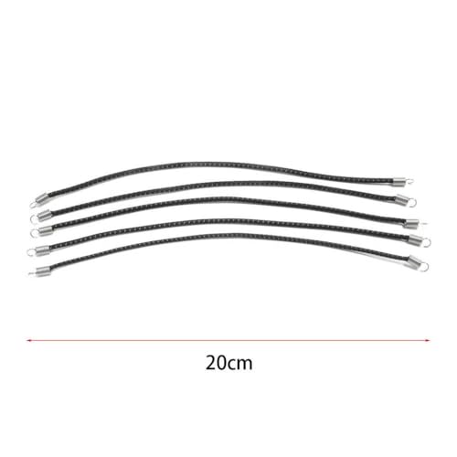 HAUTFENM 5pcs 15 cm 20 cm 30 cm Nylon elastisches Seil RC -Auto -Dachgepäckträger mit 1/10 1/18 1/24 RC -Crawler -Autos wie SCX24 kompatibel(Black 20cm) von HAUTFENM