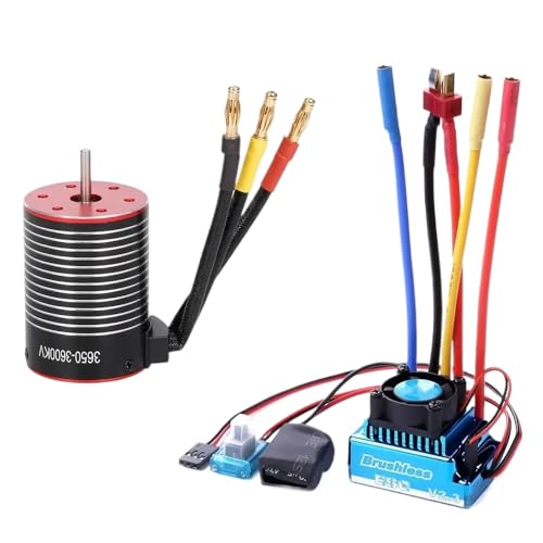 HAUTFENM Bürstenloser Motor 3650 3600KV 4500KV 5200KV mit 120A ESC -kompatibel für 1/8 1/10 RC -Auto -Drift -Rennen außerhalb des Straßenfahrzeugs(3600KV) von HAUTFENM