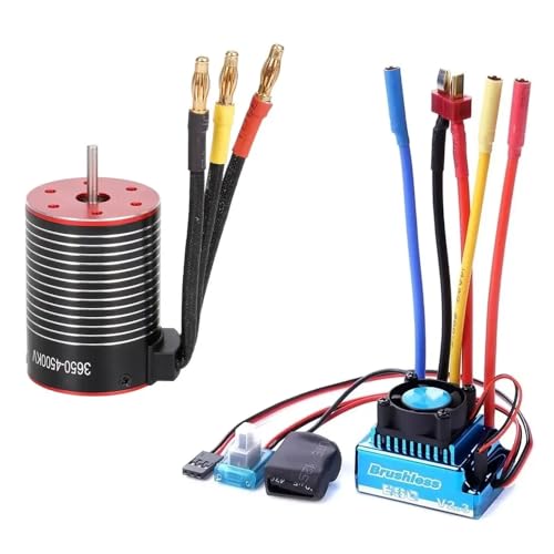 HAUTFENM Bürstenloser Motor 3650 3600KV 4500KV 5200KV mit 120A ESC -kompatibel für 1/8 1/10 RC -Auto -Drift -Rennen außerhalb des Straßenfahrzeugs(4500KV) von HAUTFENM