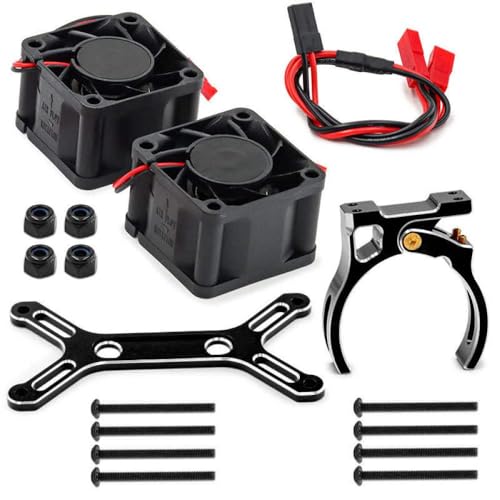 HAUTFENM Dual -Kühllüfter 4985 1717 Metallkühlkörpermotor für 1 5 Skala RC -Auto -Upgrade -Teile, die mit 6S 8S -Modellen kompatibel sind(Black) von HAUTFENM