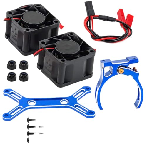HAUTFENM Dual -Kühllüfter 4985 1717 Metallkühlkörpermotor für 1 5 Skala RC -Auto -Upgrade -Teile, die mit 6S 8S -Modellen kompatibel sind(Blue) von HAUTFENM