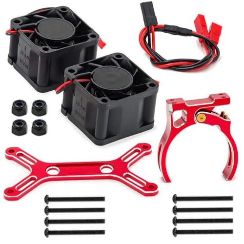 HAUTFENM Dual -Kühllüfter 4985 1717 Metallkühlkörpermotor für 1 5 Skala RC -Auto -Upgrade -Teile, die mit 6S 8S -Modellen kompatibel sind(Red) von HAUTFENM