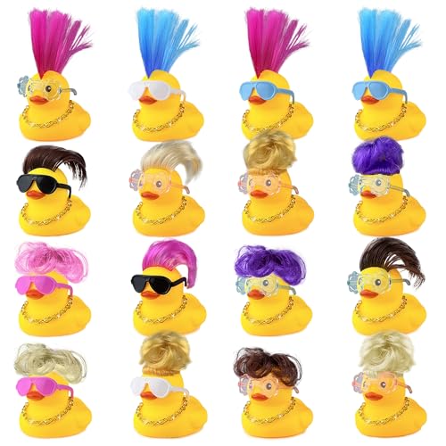 HAVAGDTM Mini-Ente mit Perücke, Halskette und Sonnenbrille für Geburtstag, Babyparty, Party, Dekoration, 16 Stück HAVAGDTM Mini-Ente mit Perücke, Halskette und Sonnenbrille für Geburtstag, Babyparty, Party, Dekoration, 16 Stück von HAVAGDTM