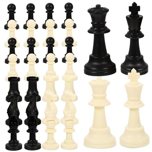 HAWILLOSCH 1 Satz Ersatz Schachfiguren aus Kunststoff Internationale Standardgröße Königshöhe für Brettspiele und Lernzwecke Robust und Tragbar Retro Design Ergänzung für Ihr Schachspiel von HAWILLOSCH