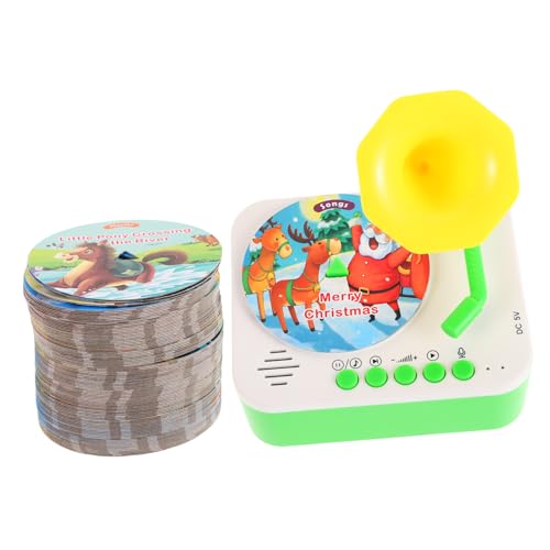 HAWILLOSCH 1 Set Kleinkind Phonographen Spielzeug Plattenspieler Und Lernkarten Kinder Grammophon Musical Hören Spielzeug Für Kinder Mit Karte von HAWILLOSCH