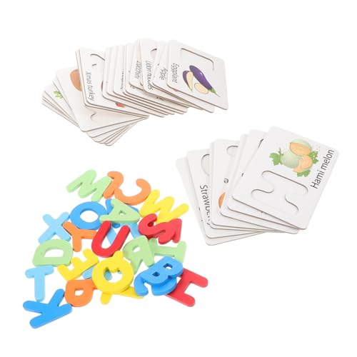 HAWILLOSCH 1 Set Lernkarten Für Kleinkinder, Holz-alphabetkarten, Vorschul-lernspielzeug Mit Passendem Obst- Und Gemüse-Puzzle, Montessori-lernspiel HAWILLOSCH 1 Set Lernkarten Für Kleinkinder, Holz-alphabetkarten, Vorschul-lernspielzeug Mit Passendem Obst- Und Gemüse-Puzzle, Montessori-lernspiel von HAWILLOSCH