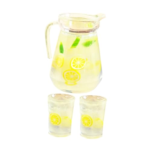 HAWILLOSCH 1 Set Miniaturgetränk Set Dollhouse Pitcher Mit Trinkbecher Tiny Harz Getränk Cup Für Dollhouse Kitchen Möbelmodell von HAWILLOSCH