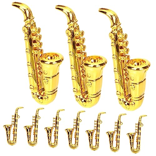 HAWILLOSCH 10 Stück Miniatur Saxophon Dekorative Musikinstrumente für Puppenhäuser Realistische Modelle für Bastelbedarf und Miniaturwelten von HAWILLOSCH