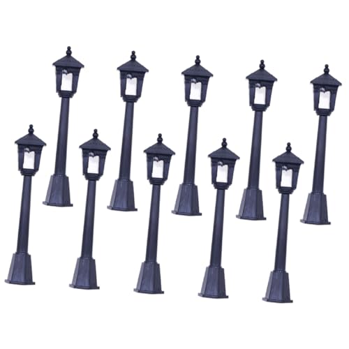 HAWILLOSCH 10 Stück Miniatur Straßenlaternen Teiliges Modell für Puppenhäuser Mikrolandschaften Dekorative Mini Street Lights für Garten Indoor Deko Geschenkidee für Miniatur von HAWILLOSCH