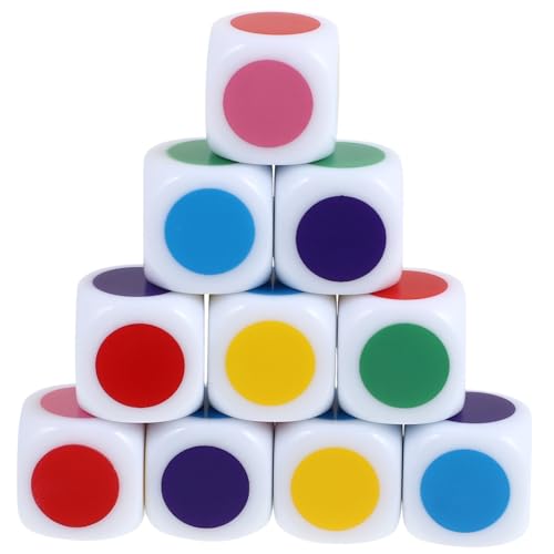 HAWILLOSCH 10 Stück Teiliges Farbige Sechsseitige Lernwürfel aus Acryl mit Siebdruck Wasserfest zum Zählenlernen und Farbenerkennung für Pädagogisches für Klassenzimmer und Spielspaß von HAWILLOSCH