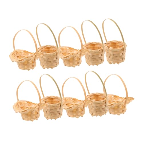 HAWILLOSCH 10 Stück Winziger Korb Mini Imitation Rattan Geflochtener Korb Winziger Puppenhauskorb Puppenhaus Hängekorb Puppenhaus Dekorationen Puppenzubehör Mini von HAWILLOSCH