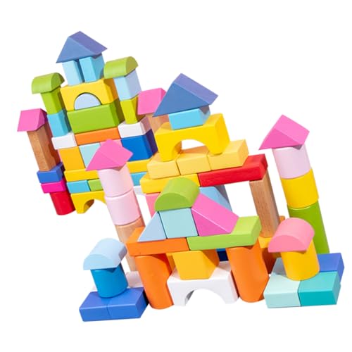 HAWILLOSCH 100Stücke Geometrische Holzbausteine für Pädagogisches Räumlichen Wahrnehmung und Kreativität Sicheres und Umweltfreundliches Material für Jungen von HAWILLOSCH