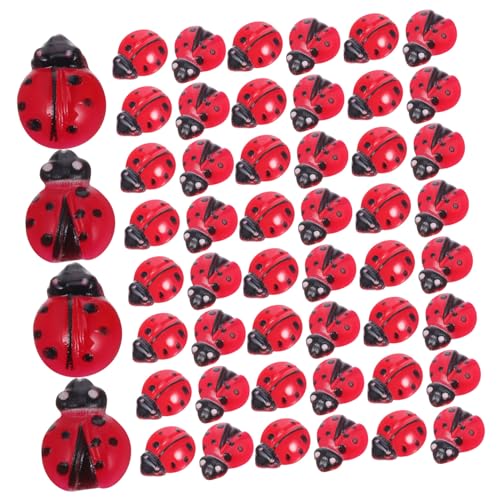 HAWILLOSCH 100pcs Mini Ladybug Figuren Harz Miniatur Tierfiguren Kleine Ladykäfer Statuen Gartendekoration Winzige Harzfiguren Zum Verstecken von HAWILLOSCH