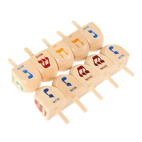 HAWILLOSCH 10Stücke Holz Dreidel Set für Chanukka Dreidel für Klassenzimmer und Freizeit Unterstützt Feinmotorik und Gruppeninteraktion Langlebig und Optisch von HAWILLOSCH