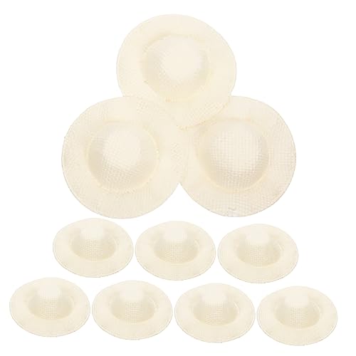 HAWILLOSCH 10Stücke Mini Strohhüte Woven Puppenhüte für DIY Projekte Zubehör für Puppen Bastelarbeiten und Dekoration im Miniaturformat für Kreative Bastelideen von HAWILLOSCH