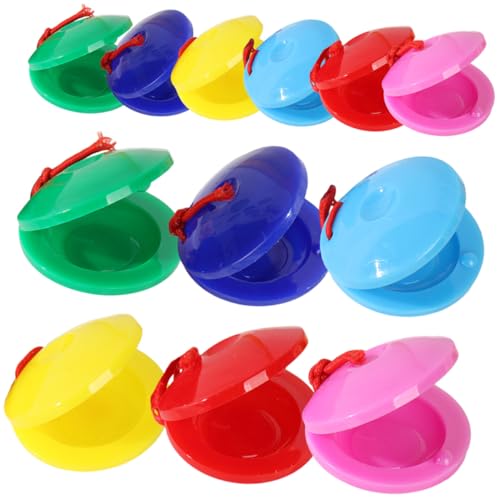HAWILLOSCH 12 Stück Teiliges Finger Kastagnetten Bunte Kunststoff Schlaginstrumente Pädagogisches Musikspielzeug zur Rhythmusgefühl und Sensorischer Entwicklung Sicher und Griffig für von HAWILLOSCH