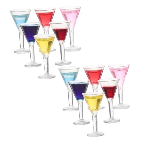 HAWILLOSCH 12 Stück Teiliges Miniatur Cocktail Dekoration Puppenhaus Zubehör mit Wein Gläsern für Realistische Miniatur Szenen von HAWILLOSCH