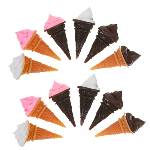 HAWILLOSCH 12 Stück Teiliges Miniatur Eiscreme Deko aus Langlebigem Resin Realistisch Gestaltete Miniaturen für Puppenhaus Küche Kompakte Dessertfiguren für Detailreiche Szenen und Kreative von HAWILLOSCH
