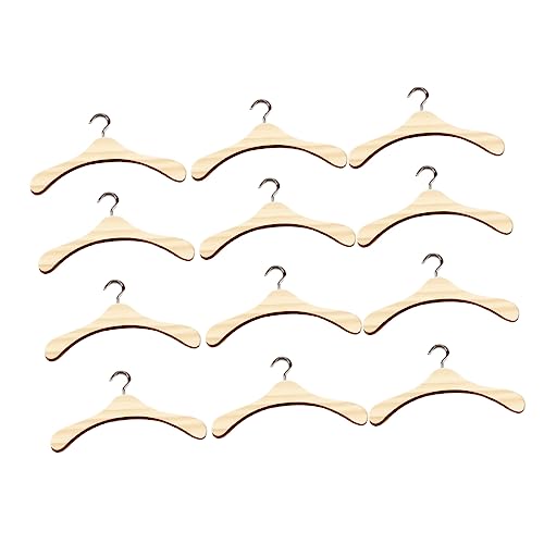 HAWILLOSCH 12Stücke Mini Holz Puppen Kleiderbügel Langlebige Puppen Outfit Aufhänger für Puppenhäuser für Aufbewahrung von Puppenkleidern und Zubehör von HAWILLOSCH