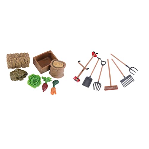 HAWILLOSCH 13-teiliges Set Garten-Werkzeug-Ornament Miniatur Zubehör Sandkasten Landwirtschaftliche Werkzeuge Bauernhof Bauernhof-Requisite Farmspielset PVC von HAWILLOSCH
