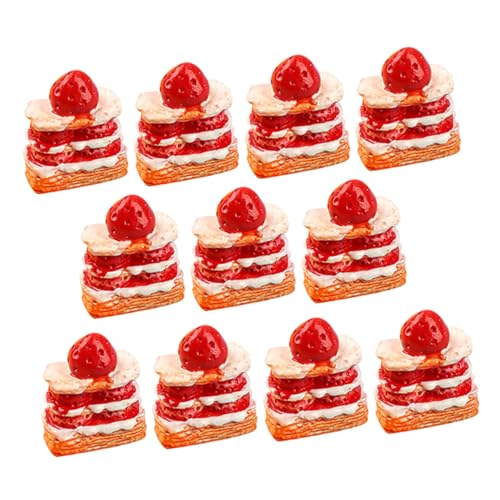 HAWILLOSCH 15St Erdbeer-Sahne-Torte hochzeitsdeko hohzeitdeko tortendeko firmung caketopper 1 torten verzieren hausdeko Kuchen künstliche Dessertdekoration künstliche Nahrungsstütze Harz rot von HAWILLOSCH
