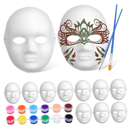 HAWILLOSCH 1Satz DIY Papiermasken mit Leeren Masken Farben und Pinseln Bastelset für Kreative Hand Auge Koordination und Gruppenaktivitäten für Halloween Fasching HAWILLOSCH 1Satz DIY Papiermasken mit Leeren Masken Farben und Pinseln Bastelset für Kreative Hand Auge Koordination und Gruppenaktivitäten für Halloween Fasching von HAWILLOSCH