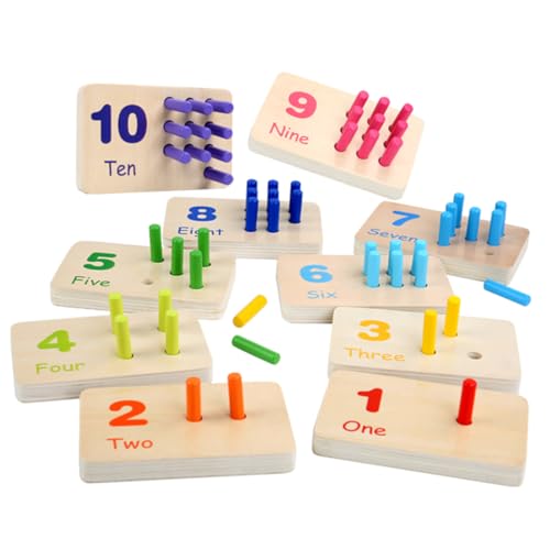HAWILLOSCH 1Satz Holzspielzeug für Montessori Lernspielzeug Konzentration und Feinmotorik mit Bunten Zahlen Geeignet für Jungen und Mädchen Ab Jahren von HAWILLOSCH