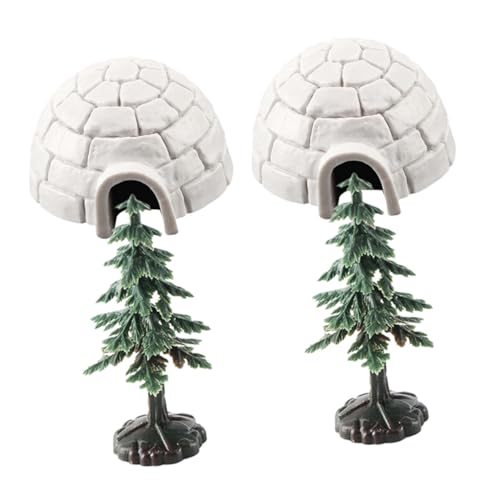 HAWILLOSCH 1Satz Mini Mit Lebensechten Eishausmodellen Und Mini Weihnachtsbäumen Für Tischdekoration Winter Und Weihnachtslandschaften von HAWILLOSCH