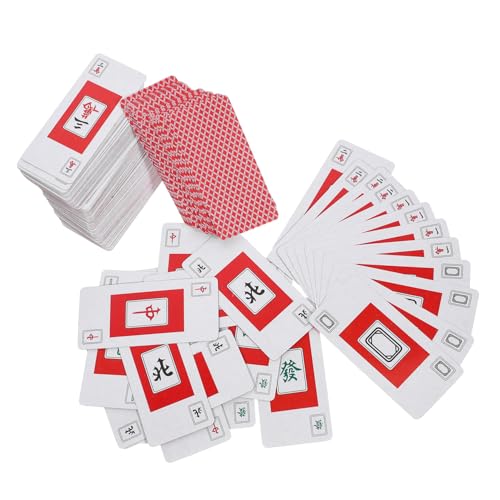 HAWILLOSCH Chinesisches Mahjong-kartenset Interessantes Mahjong-kartenset 2 Sätze Mahjong-Poker Karte Spiel Jumbo Camping Mahjong Karting Papier Rot von HAWILLOSCH