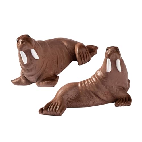 HAWILLOSCH 2 Stück Mini-walross-Figuren Aus Kunstharz, Realistische Meerestiermodelle, Kleine Walross-Ornamente, Kunstharz, Walross-Dekoration, Simulation Von Walross-Ornamenten von HAWILLOSCH