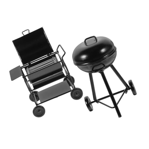 HAWILLOSCH 2 Stück Miniatur Puppenhaus BBQ Grill Teilig Handgefertigt aus Retro Kompakt und Tragbar für Kreative Spielszenen und Lehrreiche Outdoor Koch Darstellungen von HAWILLOSCH