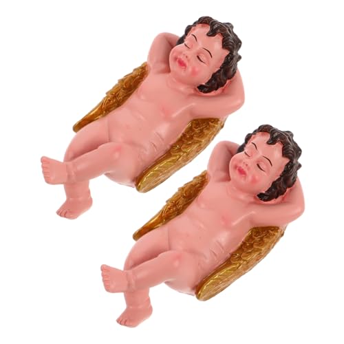 HAWILLOSCH Gartenstatuen-Set 2 Stück Kunstharz -Figuren Miniatur-Dekorationen von HAWILLOSCH