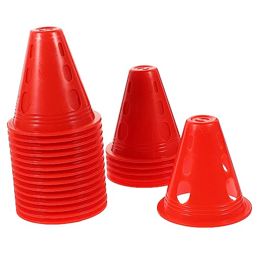 HAWILLOSCH 20 Stück Sportplatzmarkierung Stangen kleine Verkehrskegel Zapfen sportgeräte Outdoor Sport universeller Skating-Markierungskegel Trainingskegel im Fitnessstudio Plastik rot von HAWILLOSCH
