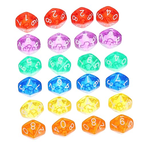 HAWILLOSCH Polyedrische Würfel Set 24 Stücke Acryl 10 Seitige Würfel Mathematik Spiele Klassenzimmer RPG Tabletop Party Spielzeug von HAWILLOSCH
