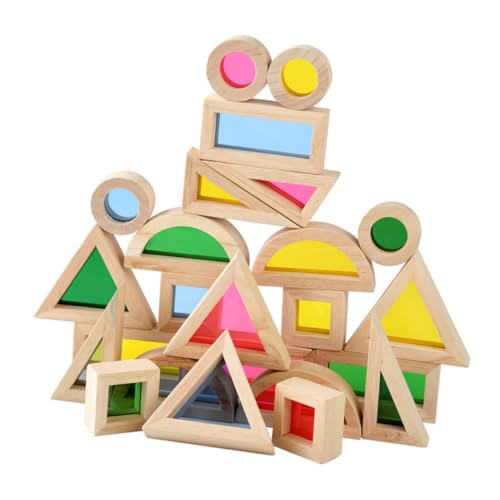 HAWILLOSCH 24stücke Teiliges Stapelbaren -blöcken Holzspielzeug Für Frühkindliche Farben Und Formenbewusstsein Montessori-Spielzeug Für Mädchen Und Kleinkinder von HAWILLOSCH