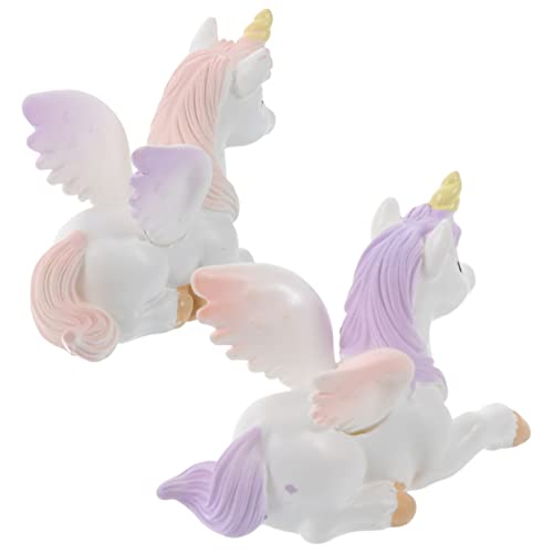 HAWILLOSCH 2Stücke Mini Einhorn Figuren aus Bezaubernde Dekoration für Kuchen und Garten Hochwertige Einhorn Ornamente für Partys und Feiern von HAWILLOSCH