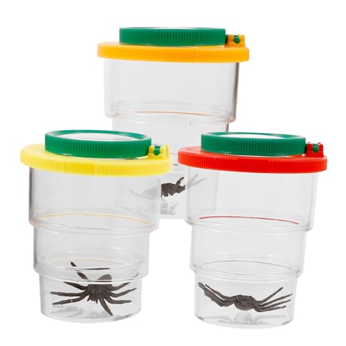 HAWILLOSCH 3 Stück Teiliges Insekten Beobachtungsset mit Vergrößerungsbox Tragbarer Leichter Insektenbecher für Outdoor Tierbeobachtung Pädagogisches Forscherspielzeug für Klassenzimmer von HAWILLOSCH
