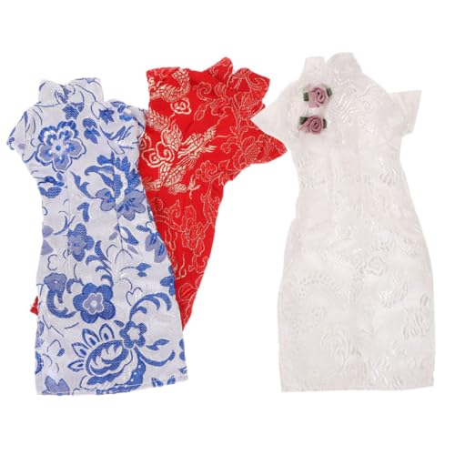 HAWILLOSCH 3 Stück Teiliges Puppenkleidungsset Chinesische Cheongsam Puppenkleidung Rot für Spielzeugpuppen Mädchen Geburtstag von HAWILLOSCH