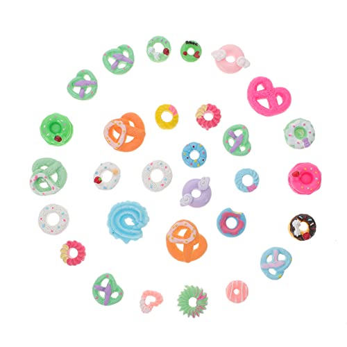 HAWILLOSCH 30 Stück Donut-Modell Hochzeit Mini Reiz Klein Handwerk Perle Süßes Scrapbook-zubehör Harz von HAWILLOSCH